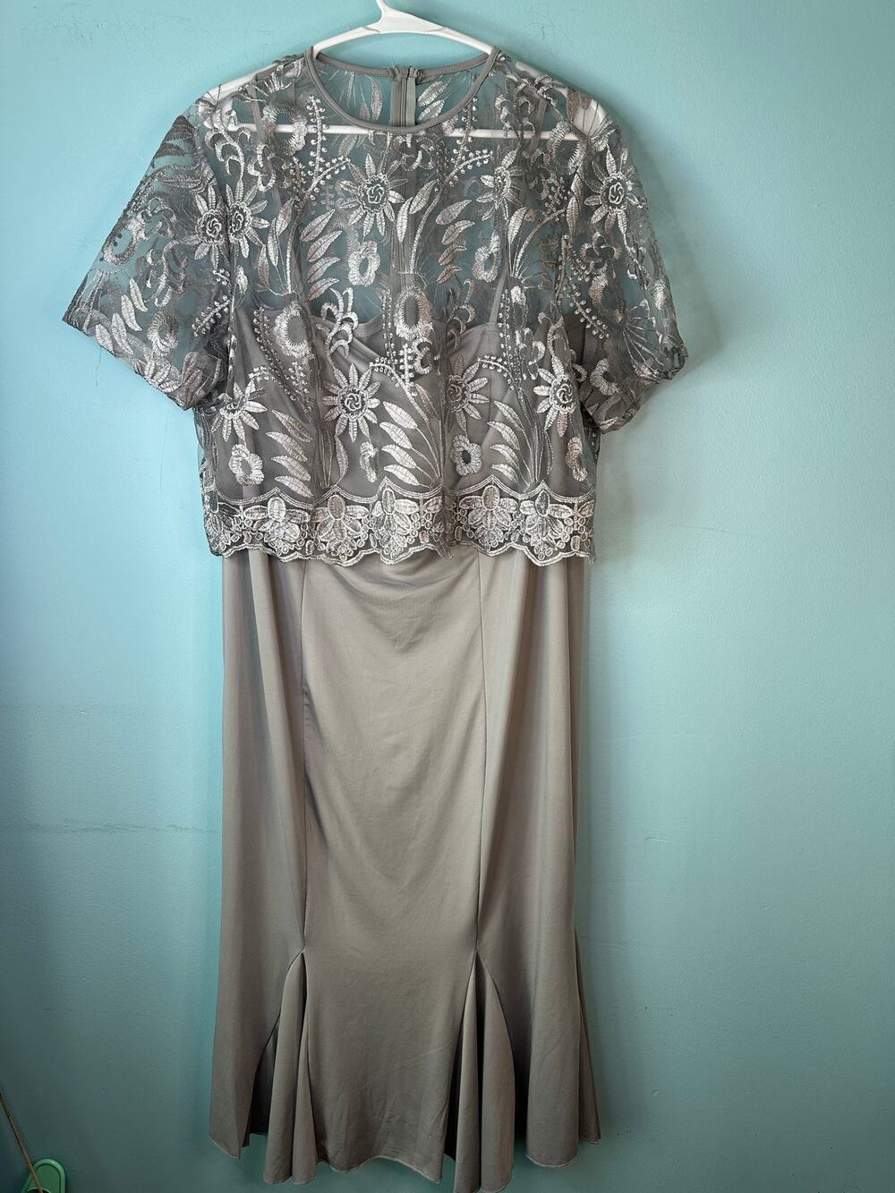 Mother of the Bride layered-look dress plus-size elegant dress lace overlay top